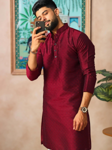 Koshin Men Art Silk Kurta Pyjama Set